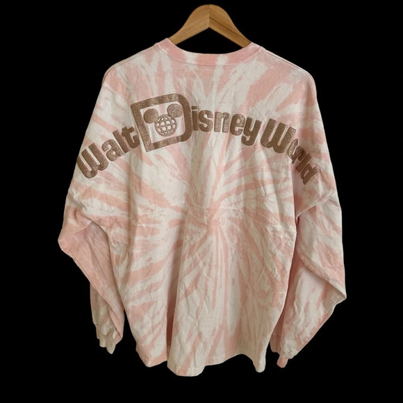 Disney Parks Medium Pink Tie Dye Spirit Jersey Top T Shirt Rose Gold Disneyworld - Picture 2 of 4